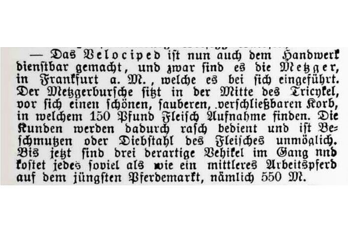 Lieferservice per Velociped für 150 Pfund Fleisch