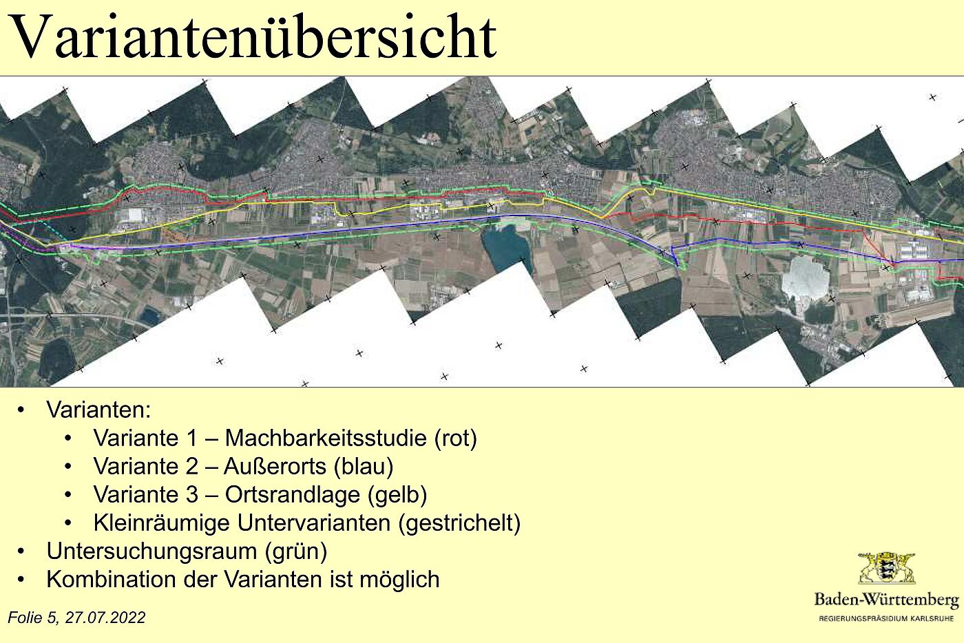Drei Varianten der Trasse des RS 13 stehen zur Diskussion