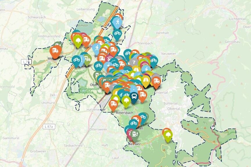 Ideenkarte Bühl Seit Frühjahr 2025 erarbeitet die Stadt Bühl einen Aktionsplan für Mobilität, Klima- und Lärmschutz.