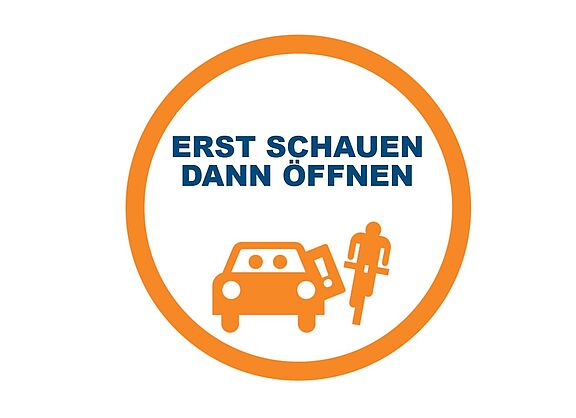 Rechte Hand zum Türöffner, schauen, dann öffnen