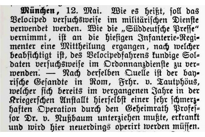 Zweiräder im militärischen Dienst (1885)
