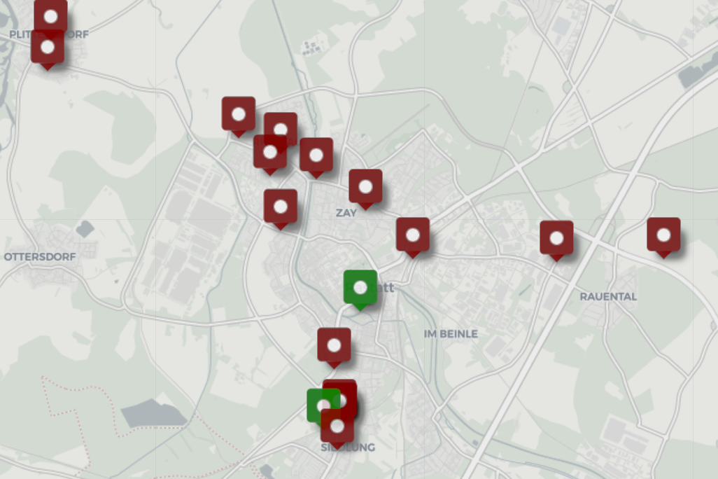 Karte der Umlaufsperren in Rastatt